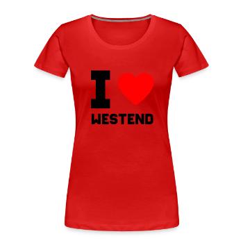 J'aime idée cadeau Berlin Westend coeur Ville - T-shirt bio Premium Femme - rouge - Devant - Mia (176cm)
