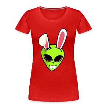 lapin alien Alien cadeau de Pâques Ha - T-shirt bio Premium Femme - rouge - Devant - Mia (176cm)