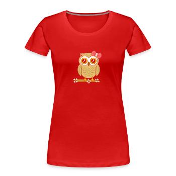 Uhu Eule Süß - Frauen Premium Bio T-Shirt - Rot - Vorne - Mia (176cm)
