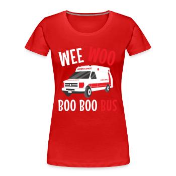 Paramedic Wee Woo Bus Ambulance Service - Women's Premium Organic T-Shirt - red - Front - Mia (176cm)