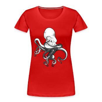 poulpe, poulpe, calmar, fruits de mer, calmars - T-shirt bio Premium Femme - rouge - Devant - Mia (176cm)