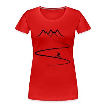 Mountainbike - Berge - Gebirge - Kurven - Frauen Premium Bio T-Shirt - Rot - Vorne - Mia (176cm)