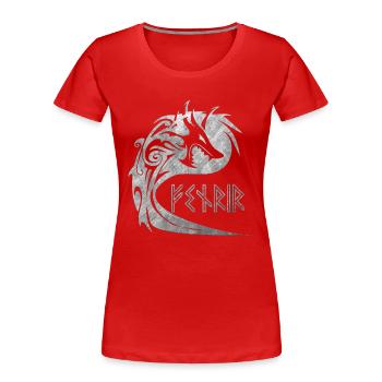 Wolf Fenrir Fabelwesen Wikinger nordischer Mythos - Frauen Premium Bio T-Shirt - Rot - Vorne - Mia (176cm)