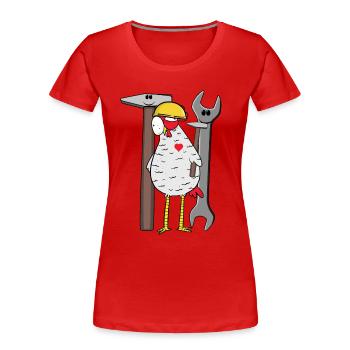 Baustelle Huhn Werkzeug Schutzhelm Bauherr Bauen - Frauen Premium Bio T-Shirt - Rot - Vorne - Mia (176cm)