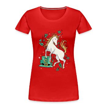 Licorne mythique créature porte-bonheur porte-bonheur chanceux Nouvel An - T-shirt bio Premium Femme - rouge - Devant - Mia (176cm)