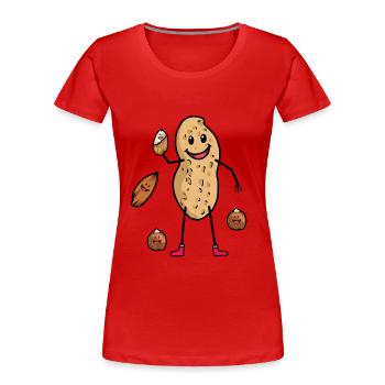 Fröhliche Erdnuss Nüsse Nuss Speise Nahrungsmittel - Frauen Premium Bio T-Shirt - Rot - Vorne - Mia (176cm)