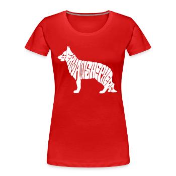 Schäferhund / Sheppard / Hund Logo / Polizeihund - Frauen Premium Bio T-Shirt - Rot - Vorne - Mia (176cm)