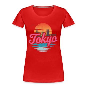 Tokio - Frauen Premium Bio T-Shirt - Rot - Vorne - Mia (176cm)