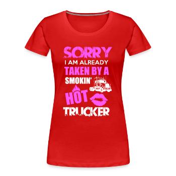 Trucker LKW Fahrer Transporter Beruf Geschenk - Frauen Premium Bio T-Shirt - Rot - Vorne - Mia (176cm)
