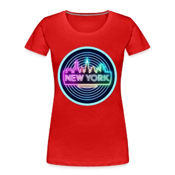 1980er Synthwave Neon New York - Retro-Neon-Vibes - Frauen Premium Bio T-Shirt - Rot - Vorne - Mia (176cm)