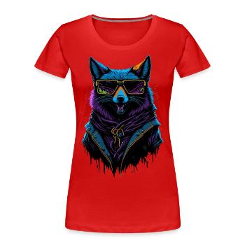 Cyberpunk Fox - Frauen Premium Bio T-Shirt - Rot - Vorne - Mia (176cm)