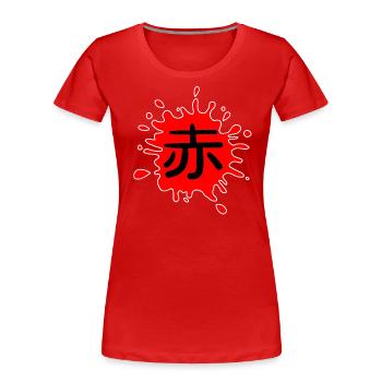 Farbe Rot in Japanisch mit weißer Umrandung - Frauen Premium Bio T-Shirt - Rot - Vorne - Mia (176cm)
