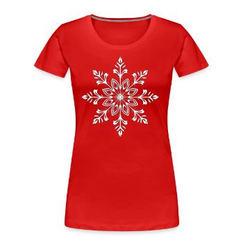 White Snowflake - Women's Premium Organic T-Shirt - red - Front - Mia (176cm)