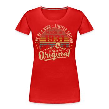 Born 1931 Original Retro Vintage Birthday 1931 - Women's Premium Organic T-Shirt - red - Front - Mia (176cm)