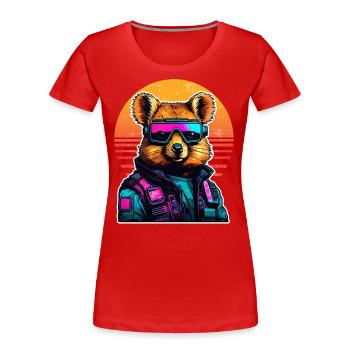 Quokka avec des joues de hamster au coucher du soleil - T-shirt bio Premium Femme - rouge - Devant - Mia (176cm)