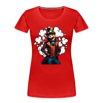 Loutre inventive Steampunk Technikotter - T-shirt bio Premium Femme - rouge - Devant - Mia (176cm)