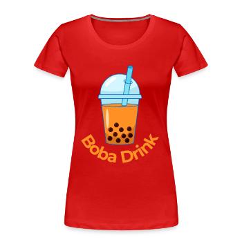 Une boisson japonaise au thé boba : le thé à bulles d’orange - T-shirt bio Premium Femme - rouge - Devant - Mia (176cm)