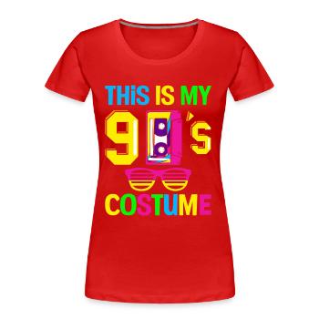 Das ist mein Neunziger 90er Party Kostüm 90er - Frauen Premium Bio T-Shirt - Rot - Vorne - Mia (176cm)