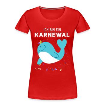 Ich bin ein Karnewal ein lustiger Karneval Wal - Frauen Premium Bio T-Shirt - Rot - Vorne - Mia (176cm)