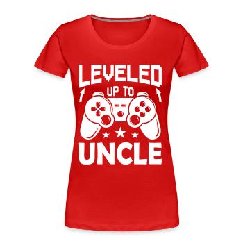 Leveled Up to Uncle for Gamer funny Uncles Saying - Frauen Premium Bio T-Shirt - Rot - Vorne - Mia (176cm)