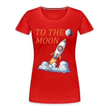 Bitcoin Rocket to the Moon - Frauen Premium Bio T-Shirt - Rot - Vorne - Mia (176cm)
