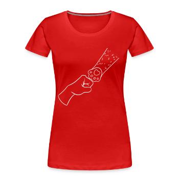 A human hand and a dog's paw - Women's Premium Organic T-Shirt - red - Front - Mia (176cm)