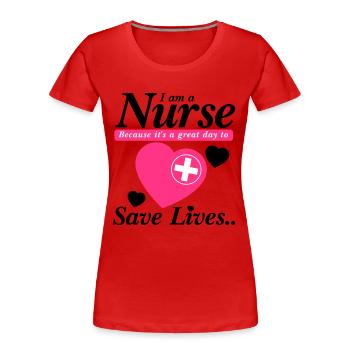 Infirmière sauver des vies noir rose - T-shirt bio Premium Femme - rouge - Devant - Mia (176cm)