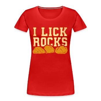 I lick stones - Geologist - Women's Premium Organic T-Shirt - red - Front - Mia (176cm)