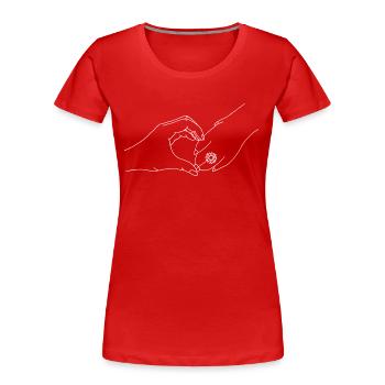Hand mit Pfote - Frauen Premium Bio T-Shirt - Rot - Vorne - Mia (176cm)