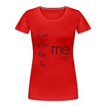 scan follow kiss try me humor social network - Women's Premium Organic T-Shirt - red - Front - Mia (176cm)