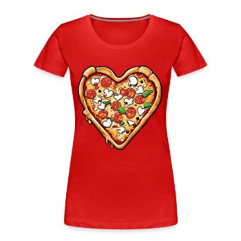 Pizza / Fast Food / Italian / Margherita - Women's Premium Organic T-Shirt - red - Front - Mia (176cm)