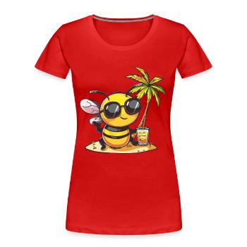 Biene Sommer Strand Urlaub - Frauen Premium Bio T-Shirt - Rot - Vorne - Mia (176cm)