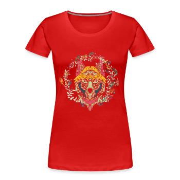 Colorful Tribal Wolf Dreamcatcher - Women's Premium Organic T-Shirt - red - Front - Mia (176cm)
