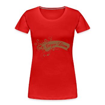 Carpe Diem eu - Women's Premium Organic T-Shirt - red - Front - Mia (176cm)
