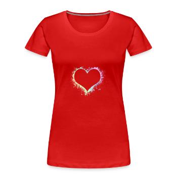 Herz Liebe Valentinstag Beziehung Symbol Geschenk - Frauen Premium Bio T-Shirt - Rot - Vorne - Mia (176cm)