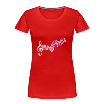 Musique | Notes musicales Clé de partition Idée de cadeau - T-shirt bio Premium Femme - rouge - Devant - Mia (176cm)