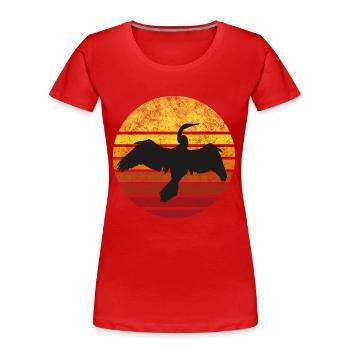 Cormoran au coucher du soleil - T-shirt bio Premium Femme - rouge - Devant - Mia (176cm)