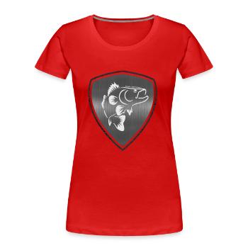 Angeln Zander - Frauen Premium Bio T-Shirt - Rot - Vorne - Mia (176cm)