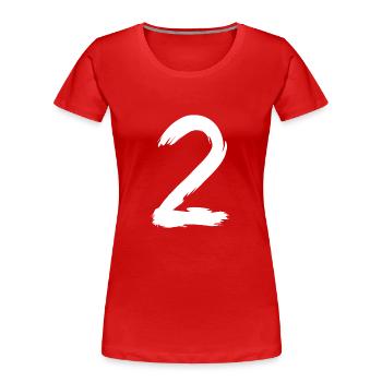 Numéro 2 Brosse - T-shirt bio Premium Femme - rouge - Devant - Mia (176cm)
