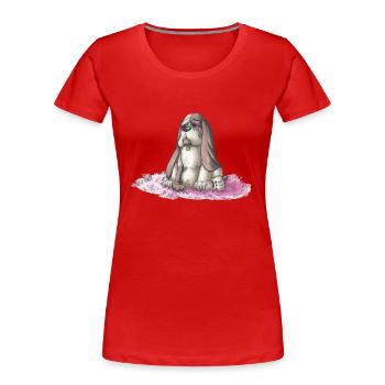 Basset - Frauen Premium Bio T-Shirt - Rot - Vorne - Mia (176cm)