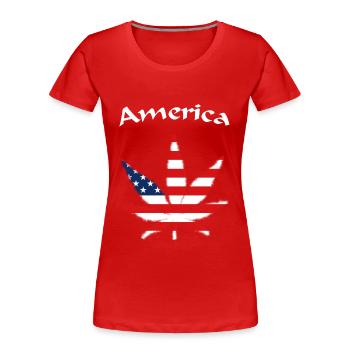 Weed USA America Ganja - Frauen Premium Bio T-Shirt - Rot - Vorne - Mia (176cm)