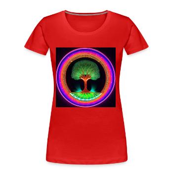 Pendentif Arbre de Vie - T-shirt bio Premium Femme - rouge - Devant - Mia (176cm)