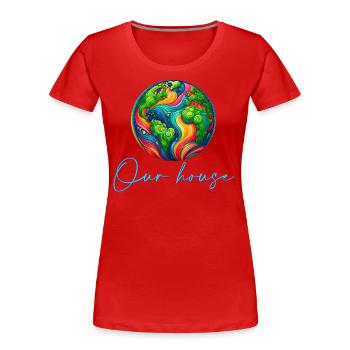Monde - T-shirt bio Premium Femme - rouge - Devant - Mia (176cm)