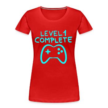 Level 1 complete 1 Geburtstag Spielkonsole - Frauen Premium Bio T-Shirt - Rot - Vorne - Mia (176cm)
