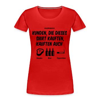 Kunden kauften auch - Frauen Premium Bio T-Shirt - Rot - Vorne - Mia (176cm)