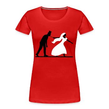 enterrement de vie de garçon et de jeune fille - T-shirt bio Premium Femme - rouge - Devant - Mia (176cm)