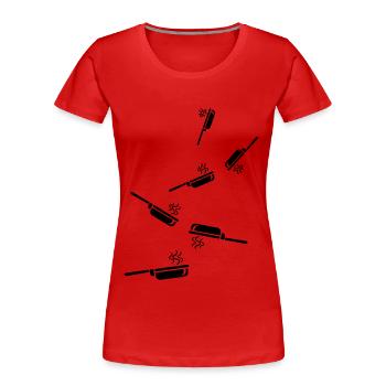 Pfanne Kochen - Frauen Premium Bio T-Shirt - Rot - Vorne - Mia (176cm)