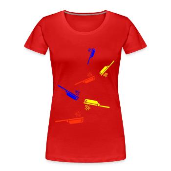 Pfanne Kochen - Frauen Premium Bio T-Shirt - Rot - Vorne - Mia (176cm)