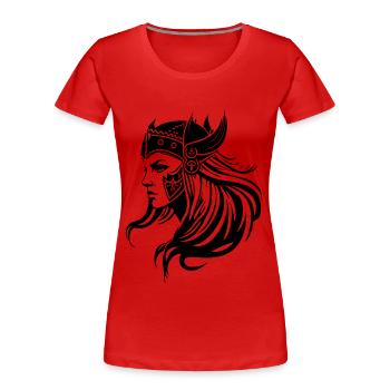Wikinger Frau Kriegerin Viking - Frauen Premium Bio T-Shirt - Rot - Vorne - Mia (176cm)