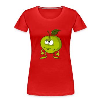 Grimmiges grünes Apfelgesicht - Frauen Premium Bio T-Shirt - Rot - Vorne - Mia (176cm)